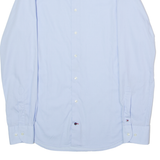 TOMMY HILFIGER Tailored Fitted Mens Plain Shirt Blue Long Sleeve M