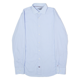 TOMMY HILFIGER Tailored Fitted Mens Plain Shirt Blue Long Sleeve M