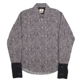 LEE COOPER Slim Mens Shirt Grey 90s Gingham Long Sleeve XL