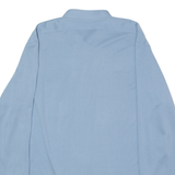 Zip-Up Mens Plain Shirt Blue 90s Long Sleeve L