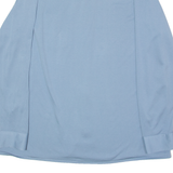 Zip-Up Mens Plain Shirt Blue 90s Long Sleeve L