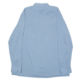 Zip-Up Mens Plain Shirt Blue 90s Long Sleeve L