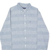 TOMMY HILFIGER Slim Fit Mens Shirt Blue Striped Long Sleeve S