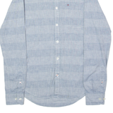 TOMMY HILFIGER Slim Fit Mens Shirt Blue Striped Long Sleeve S