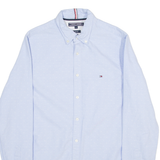 TOMMY HILFIGER Slim Fit Mens Plain Shirt Blue Long Sleeve S
