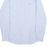 TOMMY HILFIGER Slim Fit Mens Plain Shirt Blue Long Sleeve S