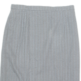 HAUBER Womens Straight Skirt Grey Knee Length Wool Striped UK 14
