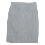 HAUBER Womens Straight Skirt Grey Knee Length Wool Striped UK 14