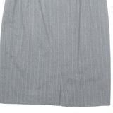 HAUBER Womens Straight Skirt Grey Knee Length Wool Striped UK 14