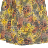 Womens Pleated Skirt Yellow Knee Length Viscose Crazy Pattern L