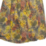 Womens Pleated Skirt Yellow Knee Length Viscose Crazy Pattern L