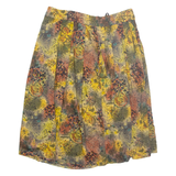 Womens Pleated Skirt Yellow Knee Length Viscose Crazy Pattern L