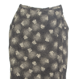 SELENE Womens Straight Skirt Black Midi Viscose 90s Floral M
