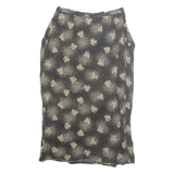 SELENE Womens Straight Skirt Black Midi Viscose 90s Floral M