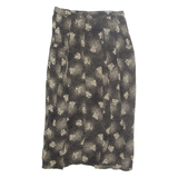 SELENE Womens Straight Skirt Black Midi Viscose 90s Floral M