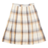 JACQUES Womens Pleated Skirt Beige Knee Length Check M
