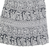 Womens Pleated Skirt Black Midi Crazy Pattern M