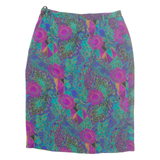 MARKWALD Womens Straight Skirt Blue Knee Length Viscose Crazy Pattern M