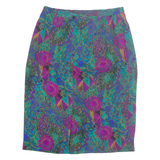 MARKWALD Womens Straight Skirt Blue Knee Length Viscose Crazy Pattern M