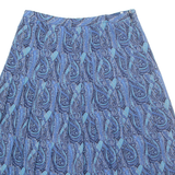 LADY H Womens A-Line Skirt Blue Midi Wool Paisley M