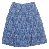 LADY H Womens A-Line Skirt Blue Midi Wool Paisley M