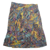 Womens Peasant Skirt Black Midi Viscose Crazy Pattern L