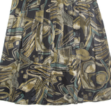 Womens Peasant Skirt Black Long Viscose Crazy Pattern M