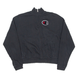 CHAMPION Womens Sweatshirt Black 1/4 Zip S