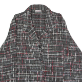 KINGFIELD Womens Blazer Jacket Black Knit Wool 90s Check UK 16