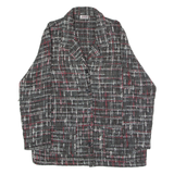 KINGFIELD Womens Blazer Jacket Black Knit Wool 90s Check UK 16