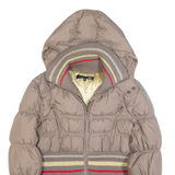JUST CAVALLI Womens Puffer Jacket Brown Hooded L