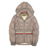 JUST CAVALLI Womens Puffer Jacket Brown Hooded L