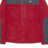 STARTER Mens Fleece Jacket Red Colourblock XL