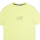CALVIN KLEIN Mens T-Shirt Yellow Crew Neck XS