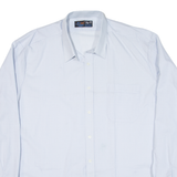 Mens Plain Shirt Blue Long Sleeve XL