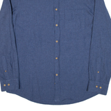 THOMPSON Mens Plain Shirt Blue Long Sleeve L