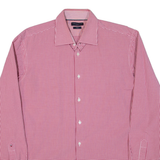 TOMMY HILFIGER Fitted Mens Shirt Red Check Long Sleeve L