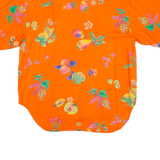 Womens Hawaiian Shirt Orange Floral L