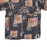 GARRY Mens Hawaiian Shirt Grey Silk Floral M