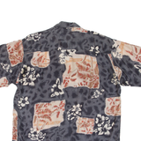 GARRY Mens Hawaiian Shirt Grey Silk Floral M