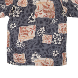 GARRY Mens Hawaiian Shirt Grey Silk Floral M