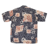 GARRY Mens Hawaiian Shirt Grey Silk Floral M