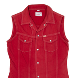 TEDDY'S Mens Denim Shirt Red Sleeveless S