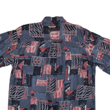Mens Shirt Grey Faux Silk Crazy Pattern L