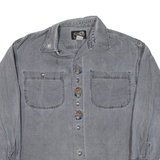 TOP SPIRIT Mens Denim Shirt Grey Floral Long Sleeve L