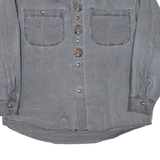 TOP SPIRIT Mens Denim Shirt Grey Floral Long Sleeve L