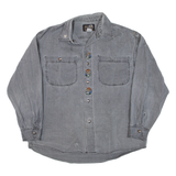 TOP SPIRIT Mens Denim Shirt Grey Floral Long Sleeve L