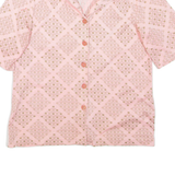 Womens Printed Top Pink Collared Geometric M