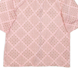 Womens Printed Top Pink Collared Geometric M