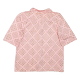 Womens Printed Top Pink Collared Geometric M